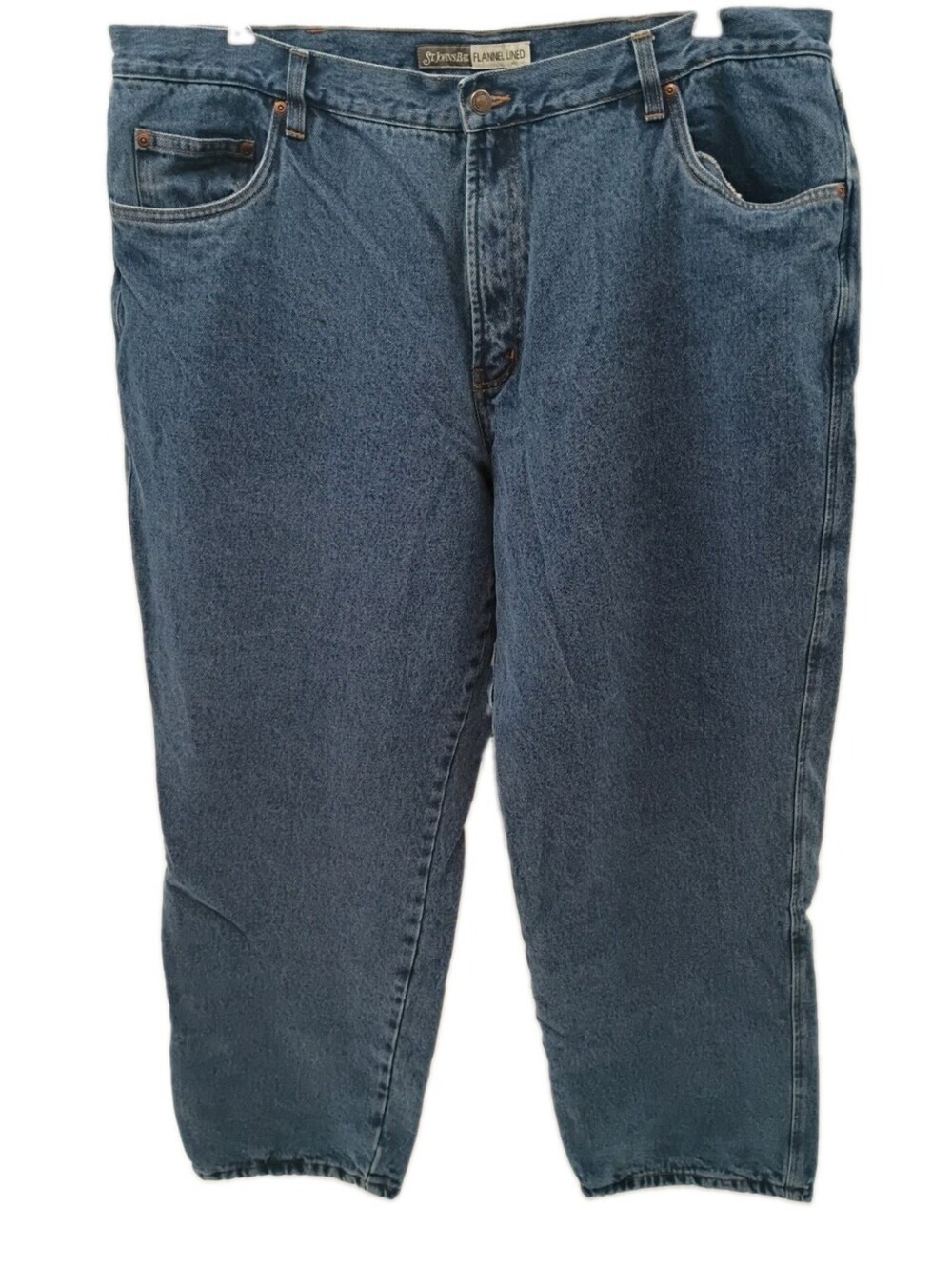 St Johns Bay Jeans Mens 44x30 Blue Denim Straight Leg Flannel Lined Outdoor Work